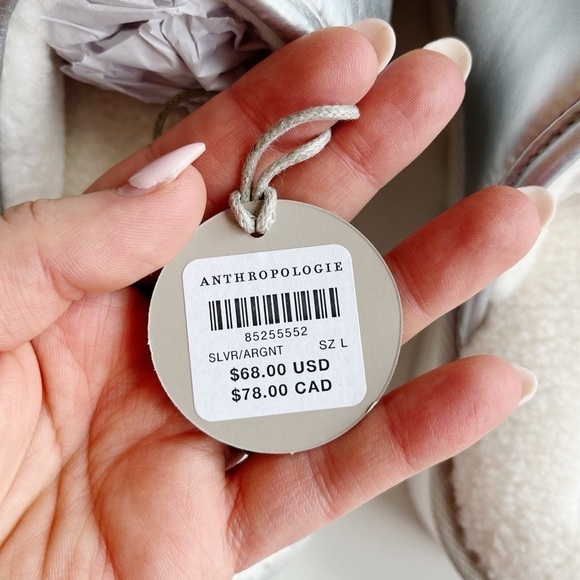 Anthropologie NEW Maeve Puffy Platform Slipper Shoes Silver Size Large US 10/11 - Picture 11 of 12